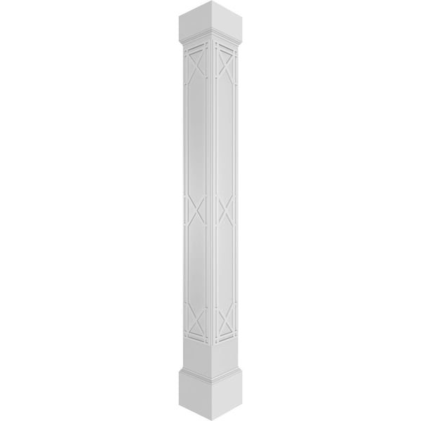 Ekena Millwork Craftsman Classic Square Non-Tapered Bungalow Fretwork Column w/ Mission Capital & Mission Base CC1009ENBNGMIMI - main
